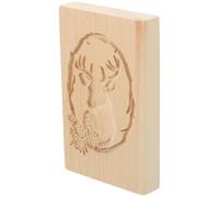 Cabilock Moule à Biscuits en Bois Naturel 13X8X2 CM Motif Renne de Noël Sculpté Presse à Biscuits 3D pour Pâtisserie Festive Outil de Cuisson