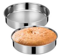 Cabilock Moules à Gâteau Ronds Distribution Uniforme Chaleur en Acier Inoxydable Argenté Lot de 2 Multi-usages, pour Pâtisserie Cuisine