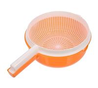 Cabilock Passoire à Pâtes en Plastique Orange à Double Couche Poignée, Panier à Légumes pour Laver et Égoutter Fruits et Légumes
