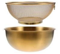 Cabilock Passoire Inox Dorée 24 cm à Maille Fine, Panier Égouttoir Rond pour Laver et Égoutter Riz, Fruits, Légumes et Pâtes, Tamis de Cuisine pour Évier et Préparation Alimentaire