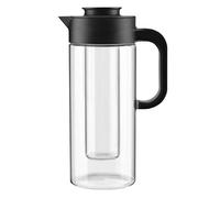 Cabilock Pichet à Thé en Verre Anse Noire, Bouilloire en Verre Simple et Délicate, Grande Capacité pour Boissons Froides, Convient pour Cadeau Pratique et Artisanal