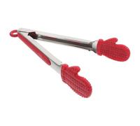 Cabilock Pince Alimentaire Pince Acier Inoxydable et Silicone, Rouge, Légère, Multifonction, Crochet Suspendre, Décor Moufles de Noël Steak