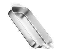 Cabilock Plat de Rôtissage Rectangulaire en Acier Inoxydable, Plat à Four | Fond Plat Épais, Compatible Multi-sources de Chaleur, Poignées pour Service, Finition Argentée Lisse