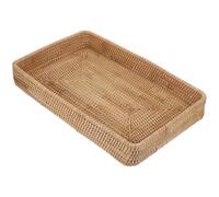 Cabilock Plateau De Rangement Rectangulaire en Rotin Tressé À La Main Plateau De Service en Rotin pour Petit-Déjeuner Rangement D’Objets Et Décoration Bohème Cuisine Salle De Bain Table Basse