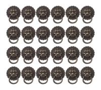 Cabilock Poignée Décorative 20mm Tête de Lionceau Antique 24 Pièces | Porte de Meuble et Coffret Vins, Finition Noire, Lot Unique, Style Rétro
