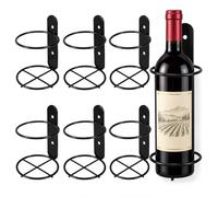 Cabilock Porte-Bouteille Mural, 6 Supports Individuels en Fer Noir pour Vin | Livré avec des vis, Pour cuisine, cave, bar ou salle à manger, Disposition modulable pour créer une présentation verticale