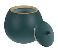 Cabilock Pot de Rangement en Céramique Bocaux Décoratifs Couvercles Hermétiques Petite Boîte à Bonbons Verte Foncée Récipient à Matcha Pratique Cuisine et Conservation Alimentaire
