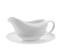 Cabilock Saucière Avec Soucoupe En Céramique Blanche Pot À Sauce Avec Bec Verseur Et Poignée Ergonomique Pour Vinaigrette Bouillon Sauce Et Trempettes 16.00 X 7.00 X 6.50 Cm