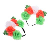 Cabilock Set de Bandeaux Verts en Tissu Trèfle et Rose Saint-patrick Lot de 2 Éclat Vibrant et Design Irlandais Unique Accessoires Festifs pour Cheveux pour Femmes et Filles