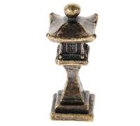 Cabilock Statue Lanterne Pagode Japonaise Miniature en Alliage Couleur Dorée, Décoration Zen pour Jardin et Aquarium, Ornement Extérieur Intérieur, Modèle Sculpté 1 Pièce