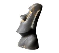 Cabilock Statue Moai Miniature en RéSine DéCor De L'ÎLe De PâQues pour Bureau Et Maison Ornement Paysager Unique pour Salon Et Jardin Sculpture TêTe De Moai 3.94X3.15X1.97In
