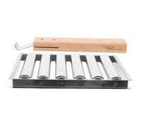 Cabilock Support en Acier Inoxydable à roulettes de Camping pour Barbecue | Poignée en Bois Extra Longue, Design Stable, Finition Soignée, pour Pique-niques et Soirées en Plein Air