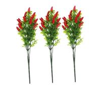 Cabilock Tiges de Piment Artificielles Réalistes Rouge 3 Pièces en Plastique Décoratives Polyvalentes pour Bricolage Intérieur Extérieur