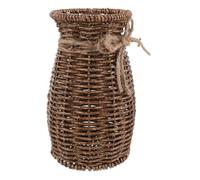 Cabilock Vase Artisanal en Plastique et Métal Tressé Main, Style Rustique Vintage avec Surface en Osier, pour Fleurs Séchées et Branches Saisonnières en Chambre ou Salon