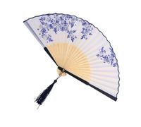 Cabilock Ventilateur Pliable Classique en Bambou Bleu, Éventail Décoratif Délicat pour Ambiance Estivale, Petit Présent Unique pour Femme