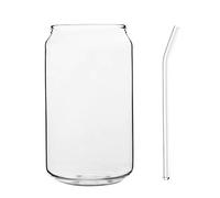 Cabilock Verres En Verre De Jus Sans Pied Boisson Tasse Verrerie En Cristal avec Verre De Paille pour Le Thé Glacé D' Mojito Et Tom Collins (Transparent) 350Ml