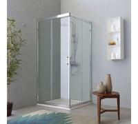 CABINE ANGULAIRE POUR DOUCHE DEUX PORTES COULISSANTES TRANSPARENTE 80x100 PROFIL FLAT FLY