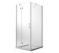CABINE DE DOUCHE 100X80 ANGULAIRE PORTE PIVOTANTE VERRE FIXE TRANSPARENTE SALOON