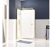 Cabine de douche 110x80cm dorée à porte coulissante - mitigeur mécanique - Goldy AURLANE