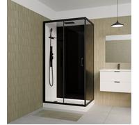 Cabine de douche 110x80x215cm - Verre Trempé - Mitigeur Noir - DUALITY 4 RECTANGLE