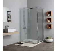 CABINE DE DOUCHE 120X80CM CÔTÉ FIXE ET PORTE COULISSANTE TRANSPARENTE NEW GIADA