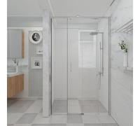Cabine de douche 200 cm paroi avec entrée simple avec un verre fixe et une fenêtre coulissante hauteur 200 cm - FRASCIO