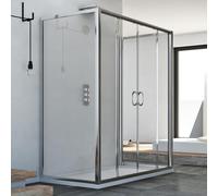 Idralite Cabine de douche Replay Trio 3 parois en verre transparent 2 portes coulissantes 70x170x70