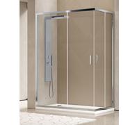 Cabine de douche 70x90 ouverture d'angle hauteur 200cm en verre trempé transparent profilé chrome - Frascio
