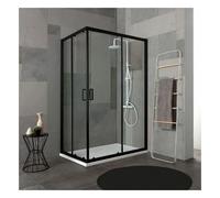 Cabine de douche 80x100 H 190 Profilé Noir opaque cristal transparent CITY