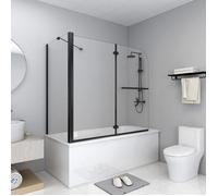 vidaXL Rehausse de baignoire 2 fois pliable ESG 120x68x130 cm Noir