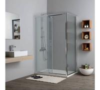 CABINE DE DOUCHE AVEC PORTE NICHE 120 CM + PORTE FIXE 70 EN VERRE TRANSPARENT NEW GIADA
