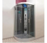 Cabine de douche balnéothérapie - ONDEE SKADI - 100x100 cm - Cabine grise spacieuse avec hydromassage
