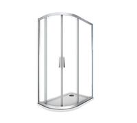 Cabine de Douche de 6 mm angulaire semi-circulaire avec profil chromé, compris de receveur douche H.190 - 80 x 120 droit