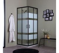 CABINE DE DOUCHE EN VERRE SÉRIGRAPHIÉ AVEC PROFILÉS NOIRS 90X90 CITY