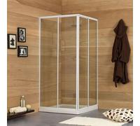 CABINE DE DOUCHE EXTENSIBLE 80-90 CM PROFIL ALUMINIUM BLANC