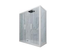 CABINE PAROIS DOUCHE COULISSANTE 90X170 EN PVC BLANC MATT VERRE GLAM DUO