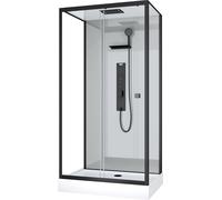 Cabine de douche Hydromassante 110x80x215 cm - Fond Gris et Profilés Noir Mat - GREY STYLE