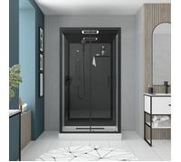 Cabine de douche Hydromassante 115x90x218 cm - Porte coulissante - Fonds & Profilés Noir Mat