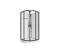 Vente-unique - Cabine de douche hydromassante en fibre de bambou - Noir mat - L80 x l80 x H225 cm - ZALIFA