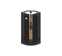 Cabine de douche hydromassante en quart de cercle avec panneau en bambou - Noir - L90 x l90 x H225 cm - TILOMA