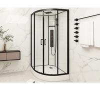 Cabine de douche hydromassante en quart de cercle - L90 x l90 x H215 cm - SOLENA