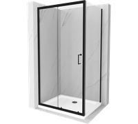 Mexen Apia cabine de douche coulissante 100 x 80 cm, transparent, noire + receveur plat, blanc - 840-100-080-70-00-4010B 14806 5907709152809
