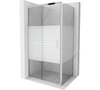 Cabine de douche Mexen Apia 115 x 80 cm, rayée, chrome, porte coulissante