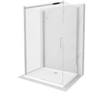 Mexen Omega-3S cabine de douche 3 parois, coulissante 100x80 cm, transparente, chrome + receveur Flat 15644 5905315005823