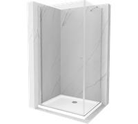 Mexen Pretoria Paroi de douche basculante 80 x 110 cm, transparente, chromée + receveur de douche Flat - 852-080-110-01-00-4010