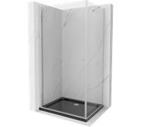 Mexen Pretoria cabine de douche pivotante 90 x 120 cm, transparent, chromé + receveur Flat, noir - 852-090-120-01-00-4070 15493 5905315578068