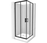Cabine de douche Mexen Rio 70 x 70 cm transparente noire + baignoire blanche