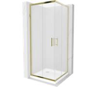 Cabine de douche Mexen Rio 80 x 80 cm givre/or + baignoire plate blanche