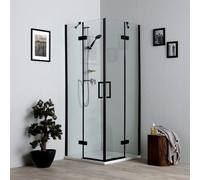 CABINE DE DOUCHE NOIRE SANS PROFILÉS 80X80 VERRE 6MM LONDON