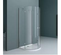 doporro Cabine de Douche Ronde 90x90cm Transparent Paroi de Douche Montage Réversible 1/2 Cercle avec receveur et Bonde Ravenna03K